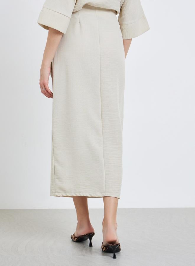 Styli Women Off White Wrap Maxi Skirt - Image 3